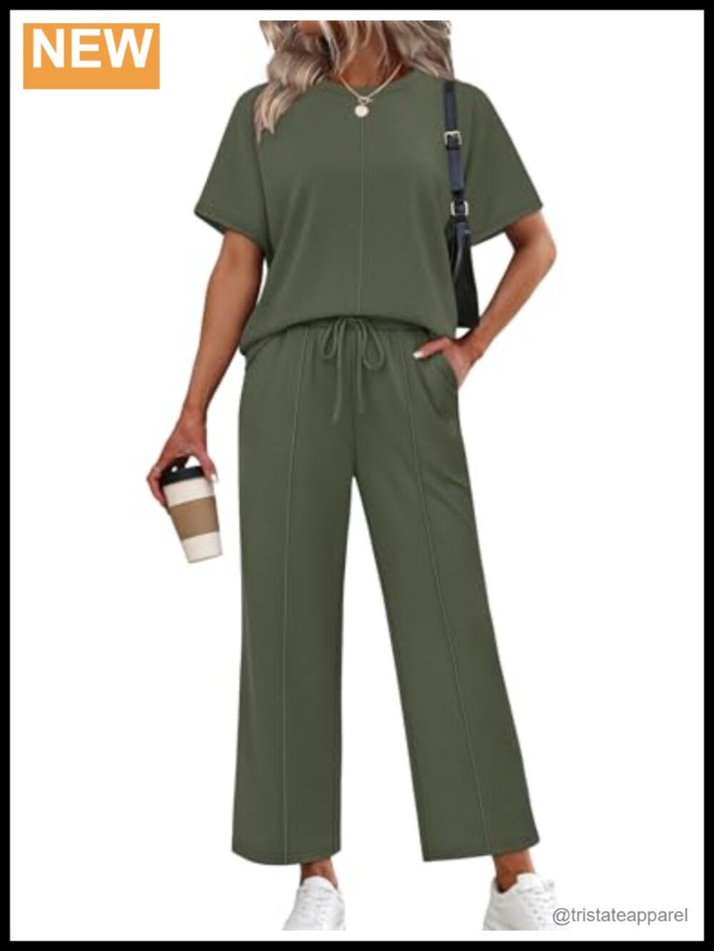 Two Piece Set Women Oversized Short Sleeve Wide Leg Lounge Travel Outfit